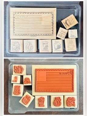 Stampin' Up! What's For Dinner Vintage 2004 Recipe Card Rubber Stamp Set - 9pc